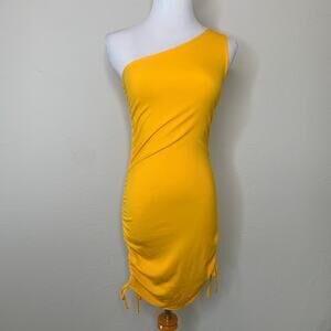 NWT BB Dakota Ruch Into Love Ribbed Dress Tangerine Medium